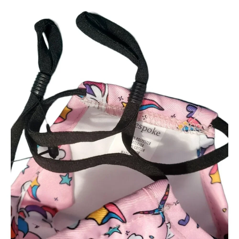 2 Youth Face Masks Purple & Unicorn Rainbows Hearts Stars Lined Adjustable Cover